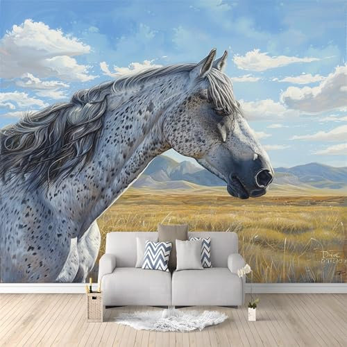 Art Fototapete Tierisches Pferd 150 x 105 cm - Vlies Tapeten Moderne Wand Dekoration für Wohnzimmer, Schlafzimmer Büro und Flur, Design Wandtapete Design