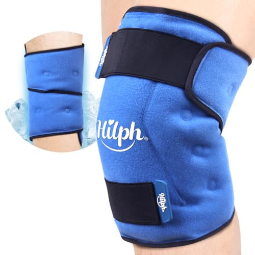 Hilph Muñequera de refrigeración para rodillas con cierre de velcro, 27,5 x 89 cm, grande, compresas frías y cálidas, paquete de refrigeración para cirugías de reemplazo de rodilla, artritis,