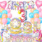 Decoration Anniversaire Licorne Fille 3 Ans, Kit Anniversaire Licorne Fille 3 Ans, Assiette Anniversaire Licorne Fille, Ballon Licorne pour Fille Enfants Decoration Anniversaire Baby Shower 10 Invités