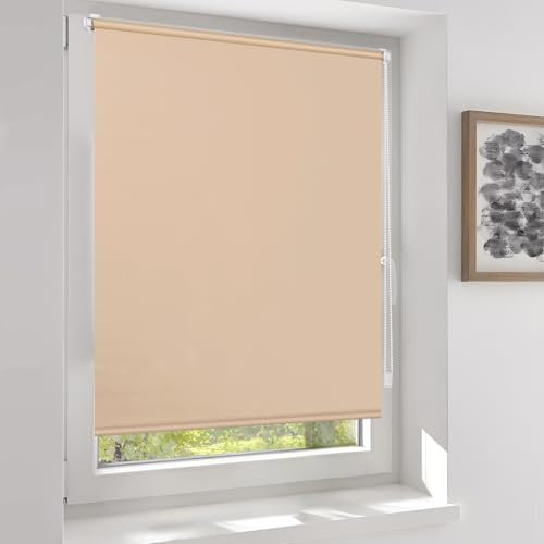 Sekey Verdunklungsrollo ohne Bohren Klemmfix Doppelseitig gleichfarbig Freihängendes Seitenzugrollo effektiver Sonnenschutz und Sichtschutz Rollo Verdunkelung 90x130cm Braun