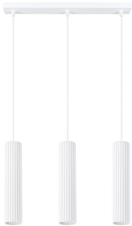 SOLLUX lighting Hängelampe Pendelleuchte Hängeleuchte Deckenlampe Lampe Decke Aluminium 3 Flammig 45 x 5,6, x 98 cm Karbon Weiß