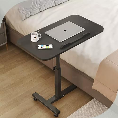 YHKJLYH Tavolino da Letto, Tavolo Portatile da Letto, Tavolo da Letto ospedaliero Regolabile da 23 a 37 H, Vassoio per Laptop con Ruote bloccabili, Uso ospedaliero e Domestico (Colore: Nero-B)