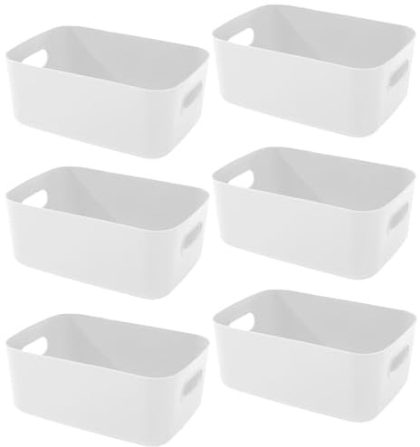 wintfarm 6 Stück Aufbewahrungsbox,Aufbewahrungskorb Kunststoff,Aufbewahrungsboxen storage boxes mit Griff für Regale,Schubladen,Wäscheschrank Mehrere zur Schrank Organizer für Küche(25 * 16.5 * 10cm)