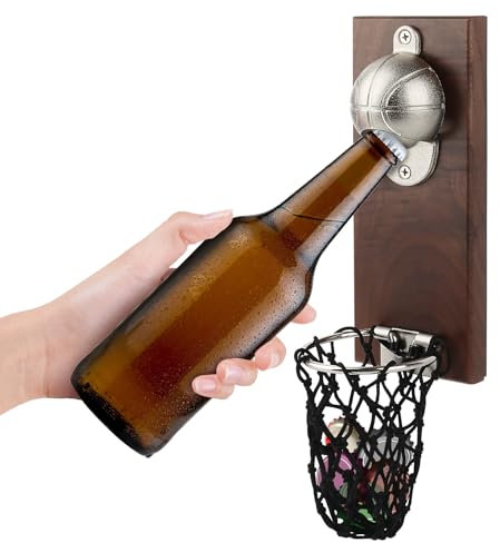 apribottiglie basket,apribottiglie da parete birra,apribottiglie da parete, apribottiglie a parete, con contenitore di recupero, apribottiglie magnetico per interni ed esterni, idea regalo unica per