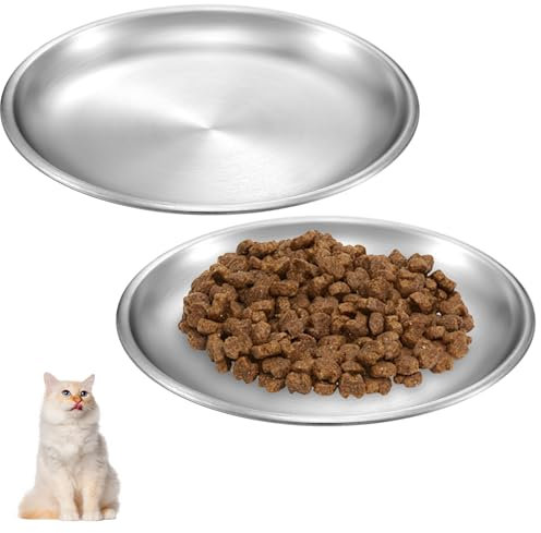 JIYIN 2 Stück Katzennapf Flach Edelstahl, Futternäpfe aus Edelstahl 14 cm Flach Futternapf Katze Futternäpfe Für Kleine Haustiere Fressnapf Katze Sturzsicher Katze von Ermüdung der Schnurrhaare