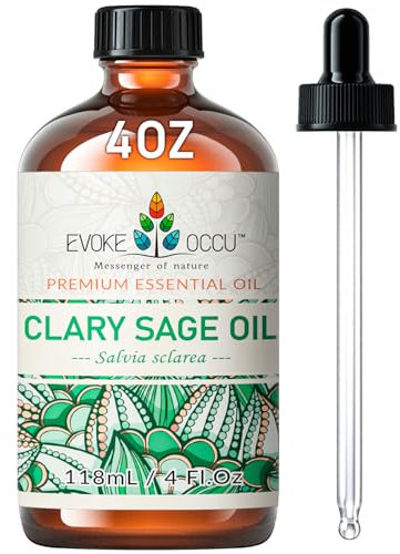 EVOKE OCCU Clary Salbei ätherisches Öl 118ml, reines Salbeiöl für Diffusor Massage Duft Kerze Seifenherstellung- 4 FL Oz