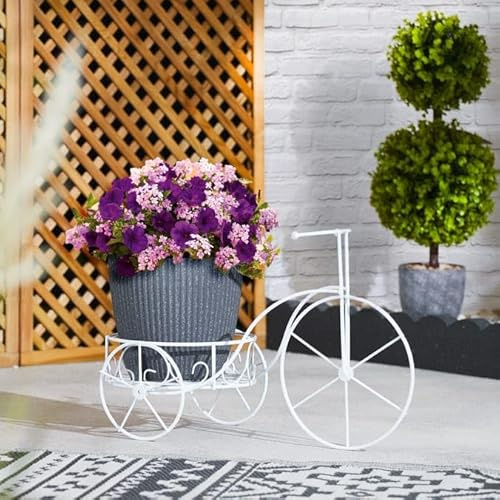FAHAAM Decorative Bicycle Plant Stand, Garden Planter Holder, Metal Wire Flower Pot, Bicycle Pots, Metal Flower Pot Cart Holder, Tricycle Plant Pots, Indoor Outdoor Plant Stand for Home, Garden, Patio