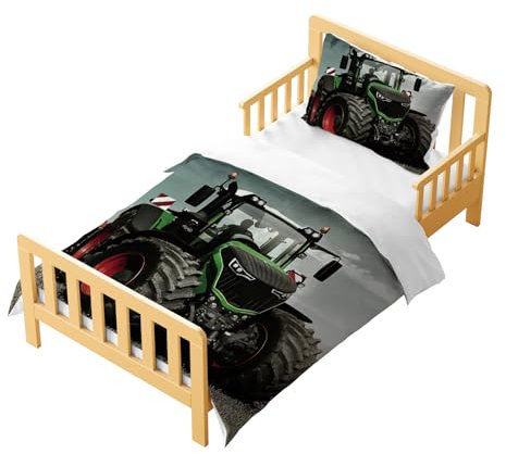 CXYXHW Traktor Kinder Bettwäsche-Set 2 teilig,140x200cm Einzel bettbezug Set mit 1 Kissenbezug,3D Drucken Cartoon-Stil Bettwäsche mit Reißverschluss. (Traktor B, 140x200cm)
