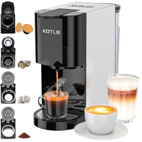 KOTLIE Express 4 en 1 Cafetière à capsules 19 bar haute pression Arrêt automatique Réservoir Cafetière expresso/cafetière capsules AC-513K (BLACK-EU)