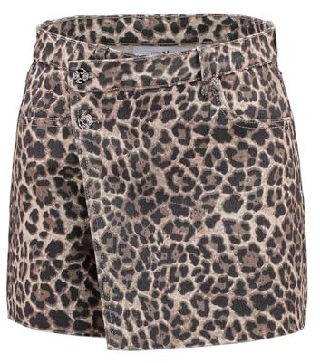 Hailys Damen Mini Jeans Hosenrock Skort La44nia Jeansrock Shorts Leopard-Muster QF-2409035 Leo (7878) XL