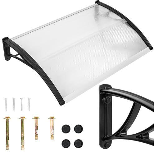 ZOLTA Gewölbtes Vordach 150 × 80 cm aus Polycarbonat und Aluminium – Transparent – Haustür Überdachung mit UV-Schutz, wetterfest, ideal für Türen, Fenster, Balkone, Schaufenster, Eingangsbereiche
