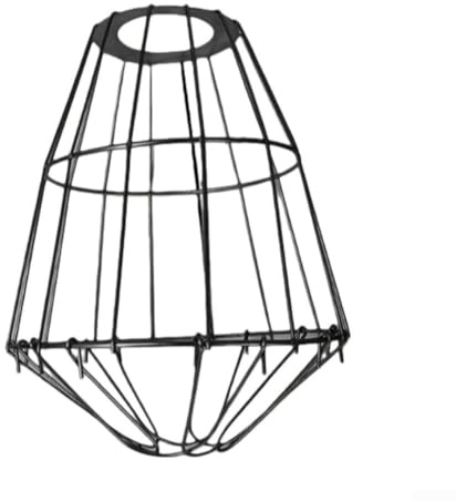 Industrial Metal Pendant Lamp Shade Featuring Protective Wire Cage Bulb Guard, for Pendant and String Lights with Enhanced Bulb Safety (Small lamp shade)
