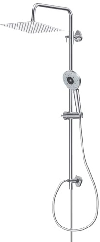YEAUPE PRO Sistema de Ducha con Filtro 12 Pulgadas Acero Inoxidable | Lluvia y Ducha de Mano Cromada Blanca, 2 Filtros de Repuesto, Manguera de Ducha de 1,6 m