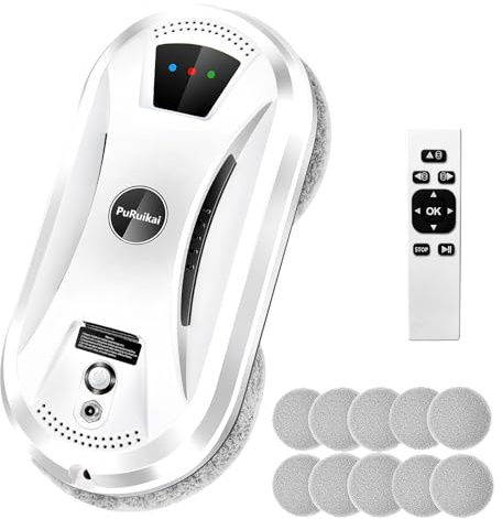 PuRuiKai 361 Smart Auto Robot Window Cleaner Glass Cleaning Tool | Powerful suction electric glass washer for high-rise tiles & mirrors. Easy remote control automatic robotic cleaner bot.