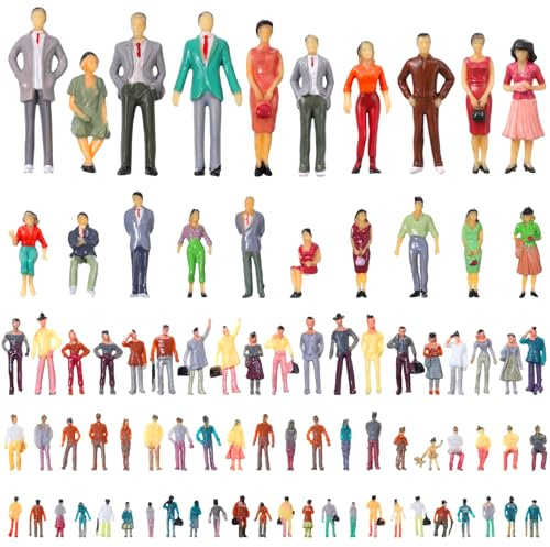 Sibba 80 Pcs Mini People Figurines Little People Toys 1:25 1:30 1:50 1:75 1:100 1:150 Architectural Painted Tiny Model Miniature Figurines Standing and Seat for Miniature Scenes