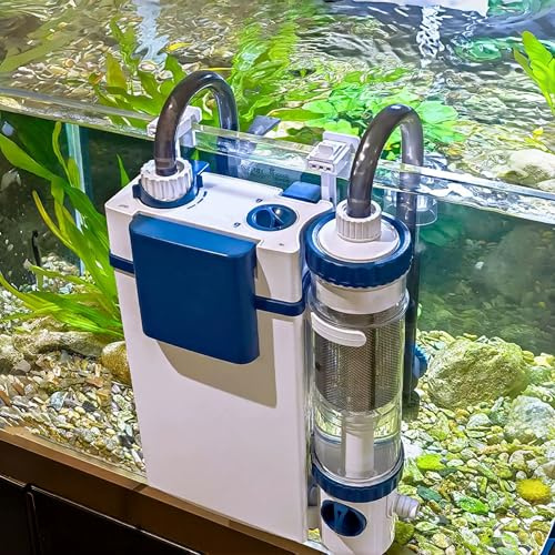 Hang On Back Aquariumfilter mit Fischabfalltrenner, All-in-One Leiser Aquariumfilter mit Belüftung & Oberflächenölabschäumer, einstellbarer Durchfluss, Teleskopeinlass, 3-stufige Filtration (8W)