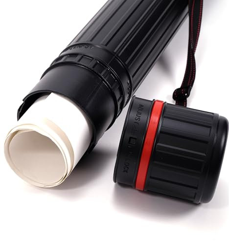 PRAKTISCHER ZEICHENROLLEN KÖCHER | ausziehbar 60-110 cm, schwarz | Transportrolle, Rollenhalter