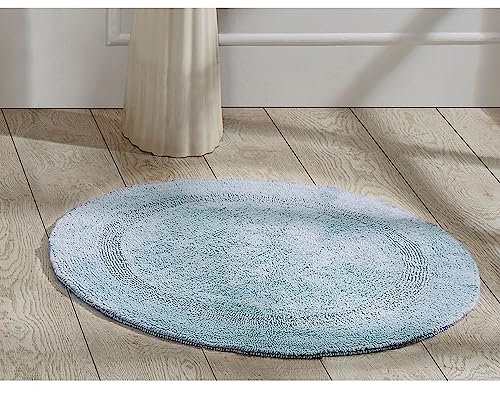 Better Trends Die Lux-Kollektion ist ultraweicher und saugfähiger, getufteter Badteppich, 100% Baumwolle in lebendigen Farben, 76,2 cm rund, Blau