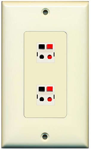 RiteAV - 2 Port Speaker Decorative Wall Plate - Light Almond - Bracket Included