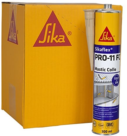 Sikaflex PRO 11 FC, Mastic-colle tout en 1 à prise rapide et multi applications -SNJF - Sans pistolet, Lot de 12 cartouches 300ml, Beige