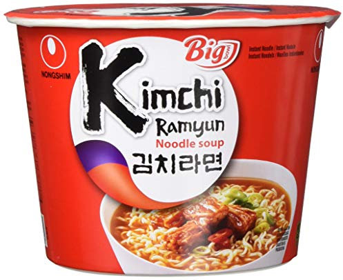 Nong Shim Instantnudeln Kimchi Ramyun Big Bowl - Koreanische Ramen Suppe - schnelle Zubereitung - 8er Vorteilspack à 112 g