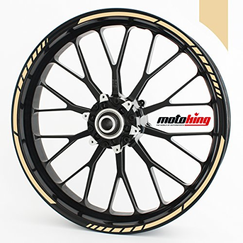 Felgenrandaufkleber im GP Design - Vorgekrümmt für 20 bis 24 - Felgenaufkleber - Für Motorrad, Auto & mehr - Farbe: Beige Matt