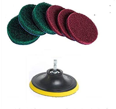 Duoshida juego de limpieza de estropajos, 2 diferentes rigidez, soporte de almohadilla de disco de 5 pulgadas con 6 almohadillas para fregar, limpia grandes áreas planas perfectamente.