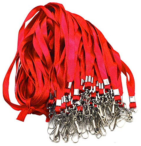 Schlüsselband Bulk Lanyards für Ausweiskarten flach mit Badge Clip Swivel Haken beebel 50 Stück 50-PACK rot