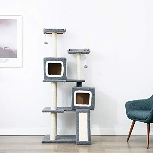 RONGJJ Kratzbaum Katzenbaum mit Sisal Katzenkratzbaum Höhle Gemütlichen Aussichtsplattformen Katzenspielzeug Katzenmöbel, C