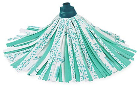 Leifheit Ersatzkopf Classic Mop Viskose Plus, für Flecken auf Fliesen und Steinböden, extra saufgähige Viskose, hohe Schmutzaufnahme dank Mikrofaser, waschbar bei 60°C, flexible Mopkopf-Streifen, 52069, Blue