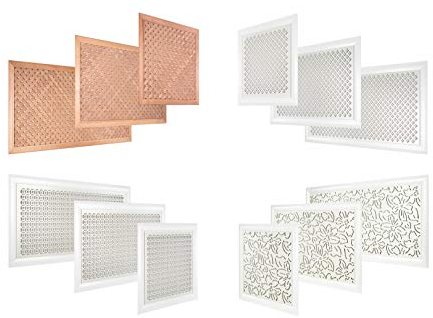 ArkMaster revestimientos de radiador rejilla de ventilación madera MDF/haya, cubre radiador blanco laminado (Damasco/Quadro 120x60cm) cubre radiador patrón de panal