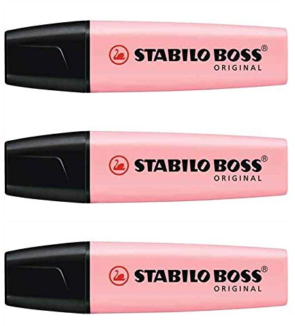 Stabilo Boss Textmarker Original Pastell Rosenblätter, 3 Stück