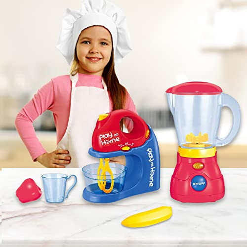 Kingsport 31PCS Kitchen Pretend Play Accessories Set Blender Cutting Fruits & Vegetables Toy Real Function and Light, Durable Real Cooking Experience, Educational Toy Gift for Boys Girls Kids Toddlers