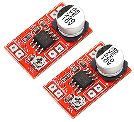 Mikro-Elektret-Mikrofonverstärkerplatine, LM386 Amp, 2 Stück | DC 5V-12V 6V 9V, Mini MIC Kondensatormikrofon, Audio-Verstärker-Modul, einstellbare Verstärkung 750mW
