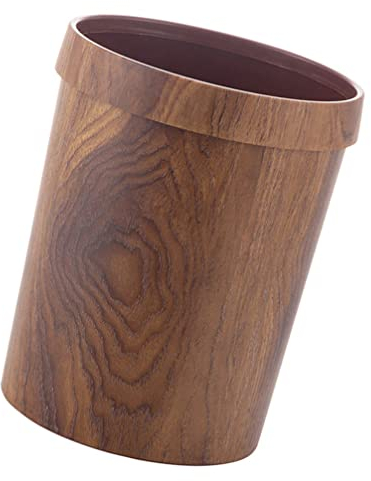 TOPBATHY Poubelle de cuisine rétro en bois avec anneau supérieur pour salle de bain (marron) 10 l