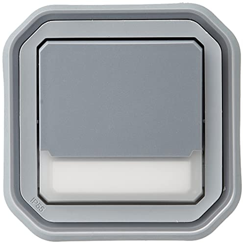 Legrand - Beleuchteter Kippschalter, wasserdicht, mit Plexo-Etikettenhalter, komplett für Unterputzmontage, mit grauen Krallen