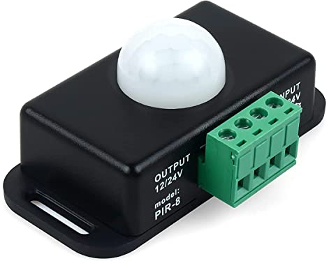 Hsthe Sea Détecteur de mouvement LED 12 V 24 V avec détecteur de mouvement et minuteur - Contrôleur PIR pour bande LED monochrome 5630/3014/5050/5730 etc