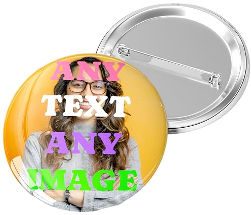 Hippowarehouse Personalised Pin Badge Upto 1000 Name with Text or Photo Custom Logo Button Badge for Events Gifts Parties Branding Kids Work Lanyards Bags Jackets Create Your Own Design