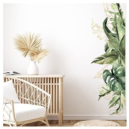 Grandora Pflanzen Wandtattoo Tropische Blätter Wandsticker für Wohnzimmer Schlafzimmer Wandaufkleber Flur Wanddeko DL838-3