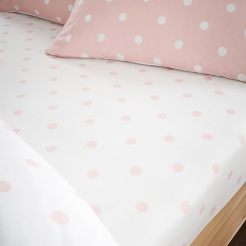 Catherine Lansfield Spannbettlaken für Doppelbett, gebürstet, gepunktet, Rosa