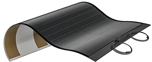 BougeRV Panel Solar Portátil 100W Placa Solar Flexible CIGS 12V IP68 ETFE Panel Fotovoltaico Módulo para Autocaravana Techo Balcón Barco Jardín Camping Superficies irregulares, con Cinta Adhesiva