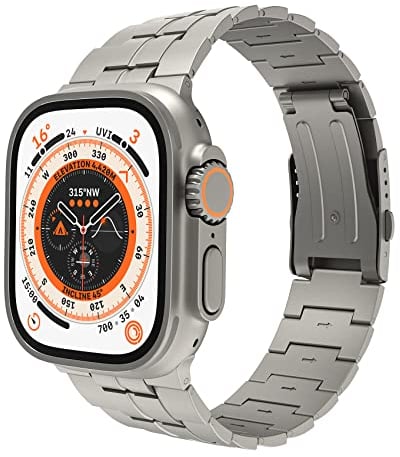 LULULOOK Titan Armband Kompatibel mit Apple Watch Ultra 2/Ultra 49mm, Prämie Titanium Grad 2 Ersatzarmbänder für iWatch Ultra Armband (Titan)