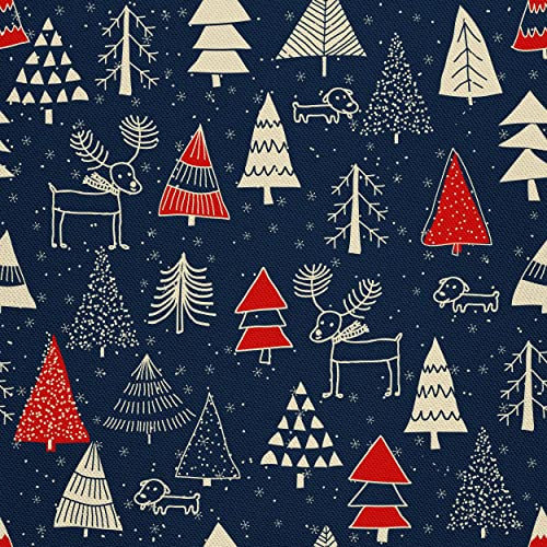 HEKO PANELS Oxford Wasserdichte Meterware Canvas-Stoff Polyester Zum Nähen Möbelstoffe Dekostoffe Wasserabweisend Blickdicht Weihnachtsbäume Tannenbäume 1 Meter 155 x 100 cm
