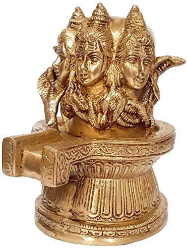 Devyom 12276 Statue aus Messing mit 3 Siva-Köpfen: seltenes Sammlerstück