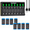 Pickle Power 8 batterie ricaricabili da 123 A, Batterie 750 mAh e caricatore intelligente a 8 slot per fotocamera Arlo (VMC3030/VMK3200/VMS3330/3430/3530)