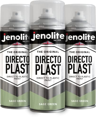 JENOLITE Directoplast Pintura en aerosol brillante | VERDE SALVIA | 3x400ml | Pintura en aerosol multisuperficie | Para todo tipo de plástico | No requiere imprimación | RAL 7494C