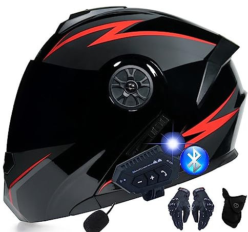 Casque De Moto Casque Modulable Bluetooth Moto pour Adultes, Femmes Et Hommes, Casque Moto Intégral avec Oreillette Bluetooth 150m, Homologué ECE