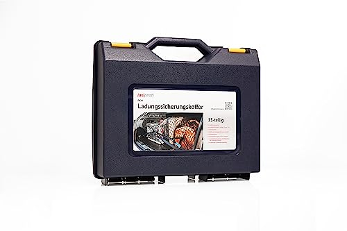 Lasiprofi PKW Ladungssicherungskoffer Set 15-teilig Spanngurt mit Ratsche, Ladungssicherung, Abdecknetz, Antirutschmatte