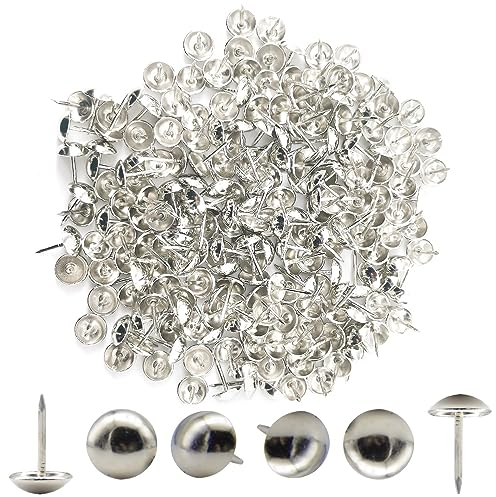 Hocansen 200 PCS Upholstery pins 11x7mm Furniture Upholstery Tacks Nails Thumb Tacks Metal Round Push Pins for Sofa,Boards,Furniture Decoration (Silver/TD-SF)