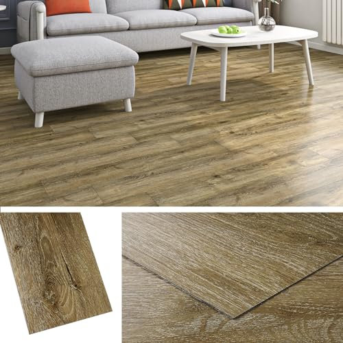 Livelynine Vinylboden Selbstklebend Dicke PVC Bodenbelag Selbstklebend Holz Eiche 90x15CM 36-Stück Selbstklebende Fliesen Boden Holzoptik Badezimmer Laminatboden Selbstklebende Bodenfliesen Küche